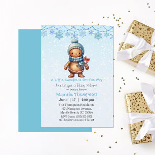 Little Sweetie Gingerbread Christmas Baby Shower Invitation