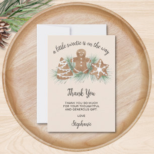 Little Sweetie Gingerbread Christmas Baby Shower  Thank You Card