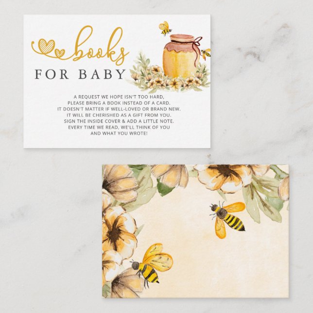 Little Sweetie Honeybee Baby Shower Book Request  Enclosure Card (Front/Back)