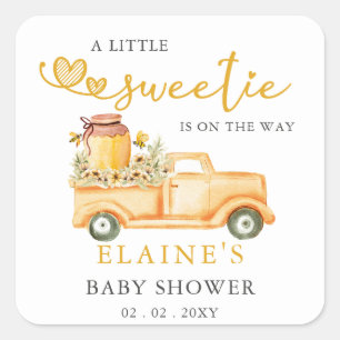 Little Sweetie Is On The Way Honeybee Baby Shower  Square Sticker