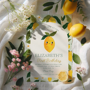 Little Sweetie Lemon is turning One Birthday Invitation