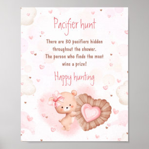 Little Sweetie Pink Baby Shower Pacifier Hunt Sign
