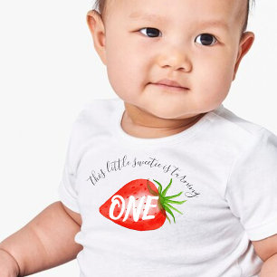 Little Sweetie Strawberry 1st Birthday Baby T-Shirt