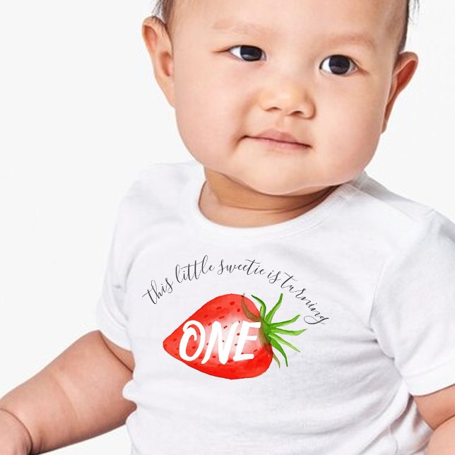 Little Sweetie Strawberry 1st Birthday Baby T-Shirt (Creator Uploaded)