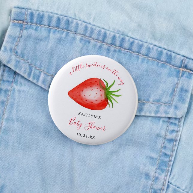 Little Sweetie Strawberry Baby Shower 6 Cm Round Badge (Creator Uploaded)