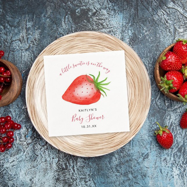 Little Sweetie Strawberry Baby Shower Napkin (Creator Uploaded)