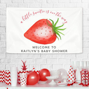 Little Sweetie Strawberry Baby Shower Welcome Banner
