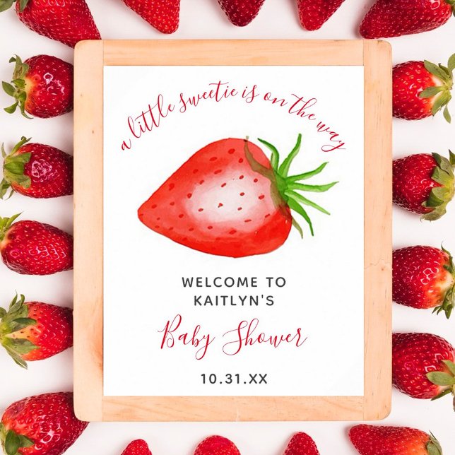 Little Sweetie Strawberry Baby Shower Welcome Sign (Creator Uploaded)