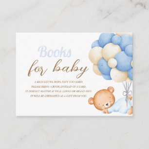 Little Teddy Balloon Baby Shower Books for baby En Enclosure Card