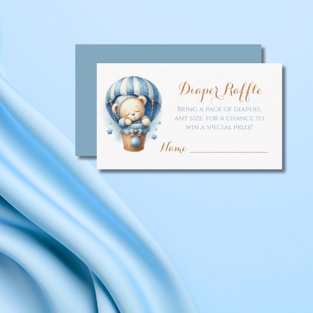 Little Teddy Bear Blue Hot Air Balloon Enclosure Card (Creator Uploaded)