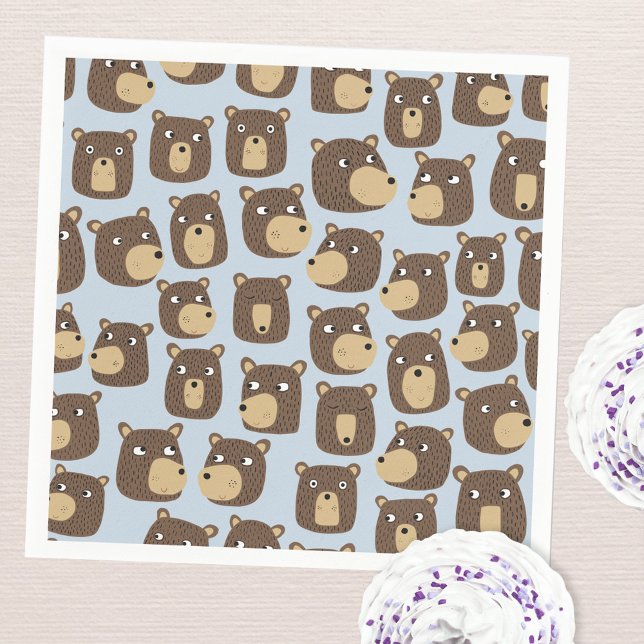 Little Teddy Bear Cub Pattern Napkin (Fun teddy bear cub pattern party paper napkins)