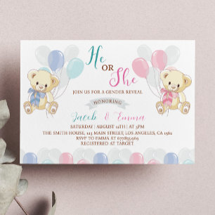 Little Teddy Bear Gender Reveal Invitation 