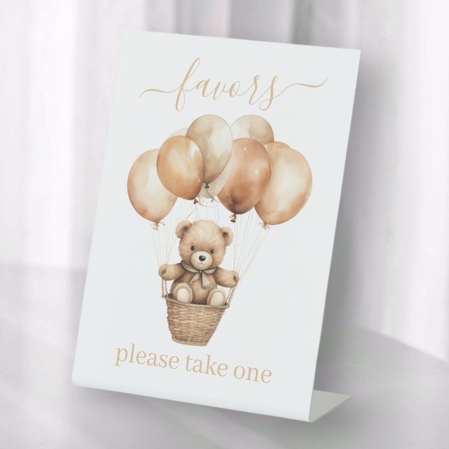 Little Teddy Bear with Balloons Favours Pedestal Sign (Creator Uploaded)