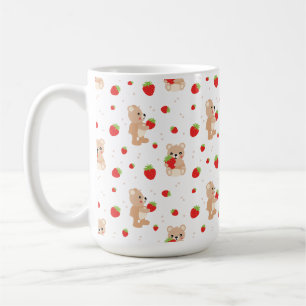 Little teddy bear with berry coffee mug