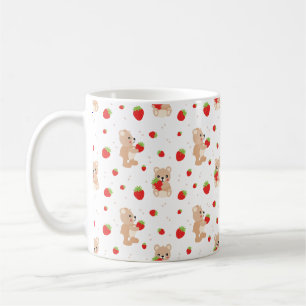 Little teddy bear with berry coffee mug
