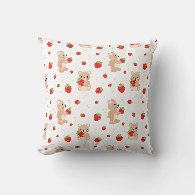 Little teddy bear with berry cushion (Front)