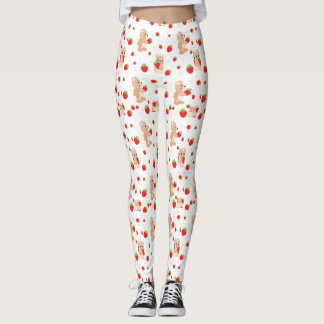 Little teddy bear with berry leggings
