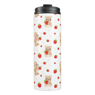 Little teddy bear with berry thermal tumbler