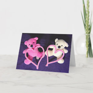 Little Teddy Bears and Hearts for Valentines Card