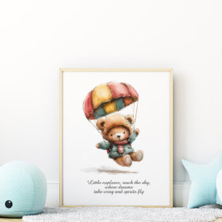 Little Teddy Explorer Nursery Room Poster