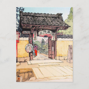 Little Temple Gate Hiroshi Yoshida shin hanga Postcard