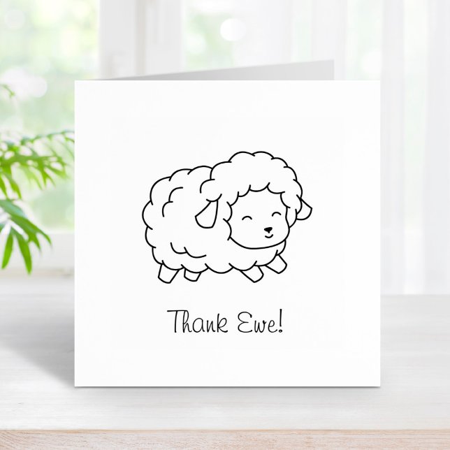 Little Thank Ewe (You) Sheep Colour Me Rubber Stamp (Creator Uploaded)
