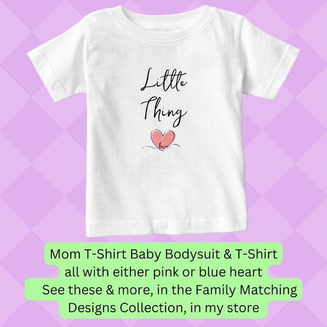 Little Thing  - Pink Heart - Matching Mom Bub Pair Baby T-Shirt (Creator Uploaded)