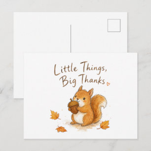 Little Things Big Thanks Watercolor Squirrel Postcard