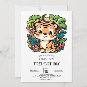 Little Tiger 1st Birthday Digital Invitation