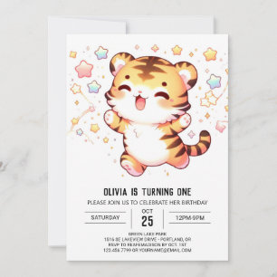 Little Tiger 1st Birthday Invitation