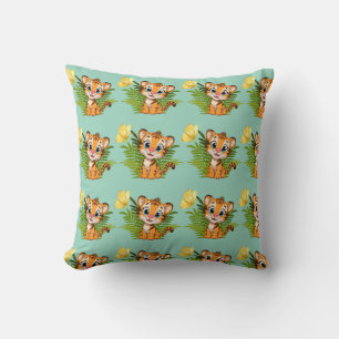  Little Tiger & Butterfly Throw Pillow