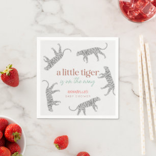 Little Tiger Modern Grey Baby Shower Napkin