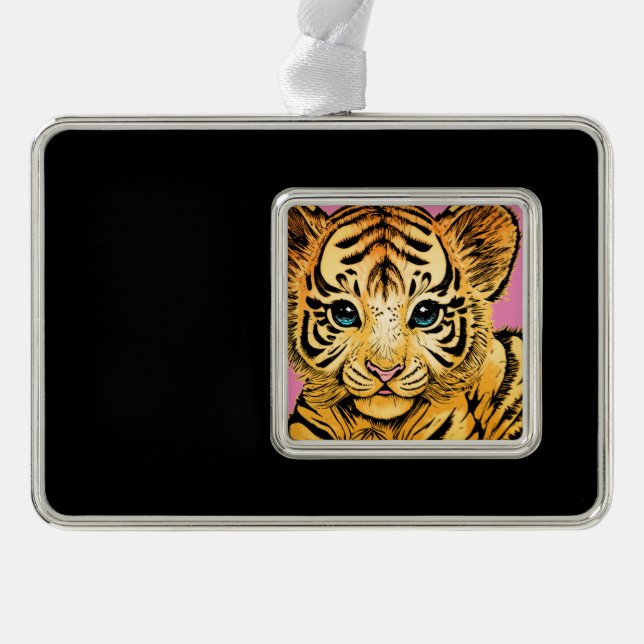 LITTLE TIGER SILVER PLATED FRAMED ORNAMENT (Front)