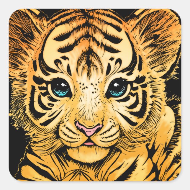 LITTLE TIGER SQUARE STICKER (Front)