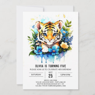 Little Tiger's Adventure Boy Birthday Invitation