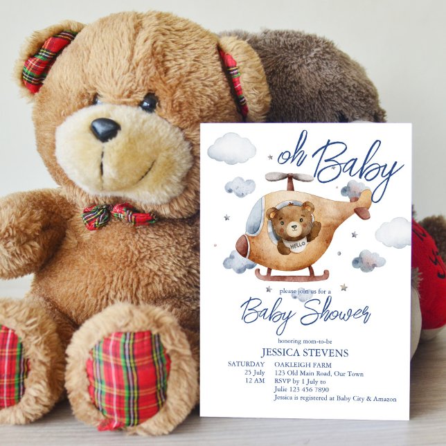 Little tiny pilot helicopter baby shower  invitation (Creator Uploaded)