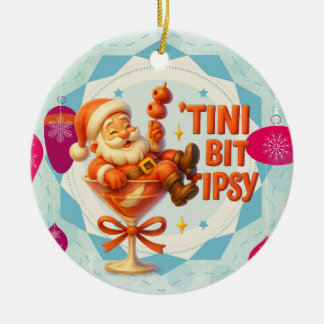 little tipsy santa ceramic ornament