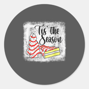 Little Tis' The Season Christmas Tree Cakes Debbie Classic Round Sticker