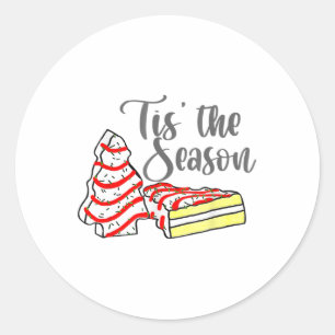 Little Tis' The Season Christmas Tree Cakes Debbie Classic Round Sticker