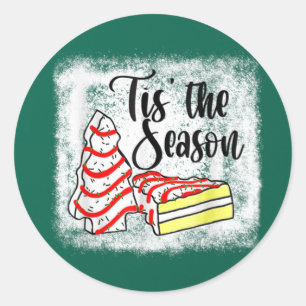 Little Tis' The Season Christmas Tree Cakes Debbie Classic Round Sticker
