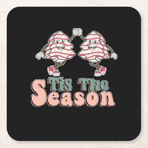 Little Tis The Season Christmas Tree Jen Square Paper Coaster