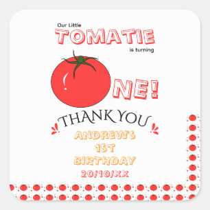 Little Tomatie Is Turning One Cute 1st Birthday Square Sticker