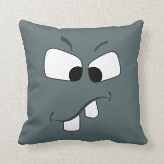 Little Tooth Cute Illustrated Blue Face Pillow