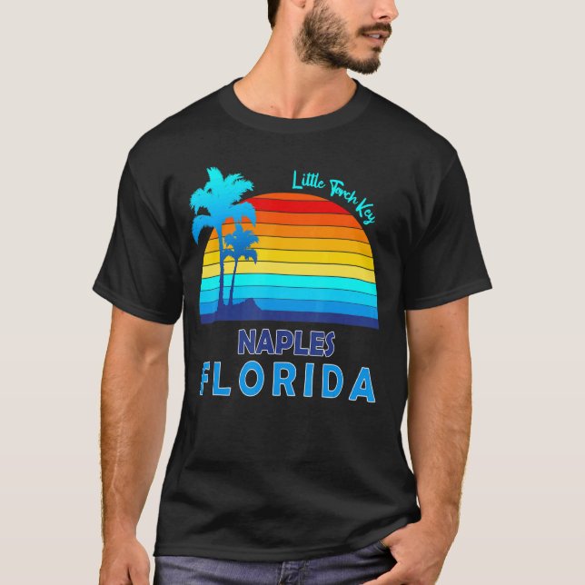 Little Torch Key Naples Florida Retro Tropical Bea T-Shirt (Front)