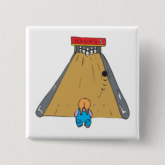 little tot bowling gutter ball 15 cm square badge (Front)