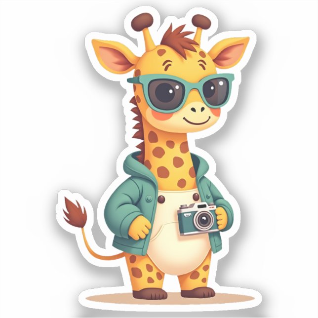 Little Tourist Giraffe | Kawaii Adventure Art (Front)