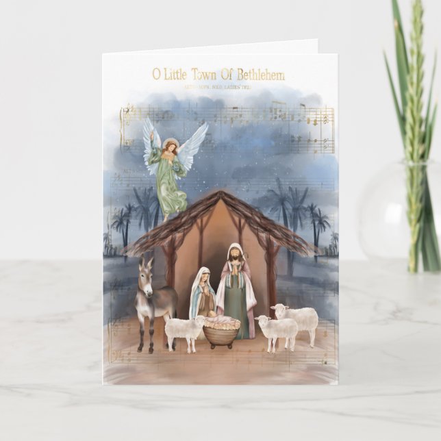 Little Town of Bethlehem Nativity Holiday Card (Front)