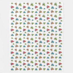 Little Tractors Fleece Blanket, White Blanket