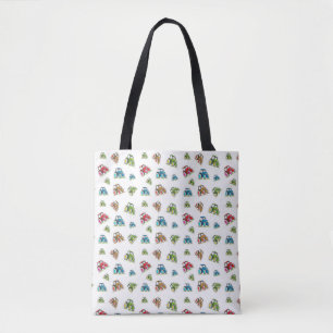 Little Tractors Tote Bag, White Bag