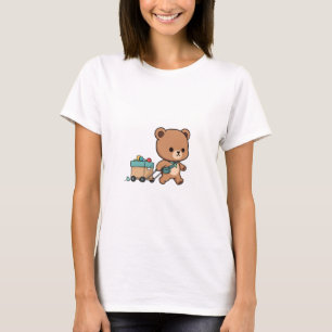 Little Traveller Bear Illustration T-Shirt